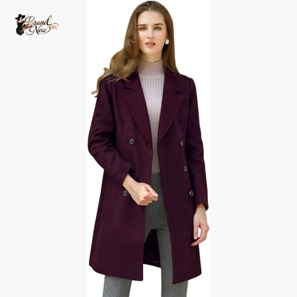 Polyester Double Breasted Trench Coat Notched Lap… - image 1